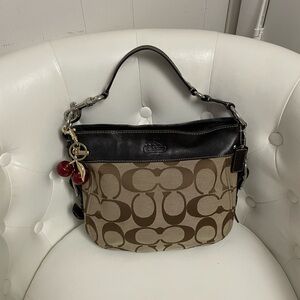 Coach Black and Brown Signature Shoulder Bag